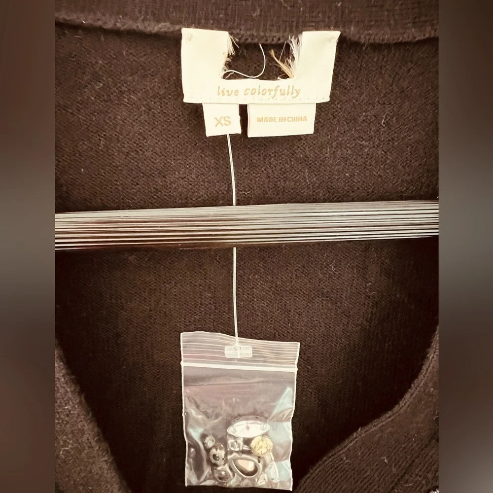 Kate Spade Black Embellished Brooch Cardigan Size XS